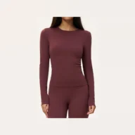 YEEGEM YGCX8519 fitted long-sleeve active top, wine front