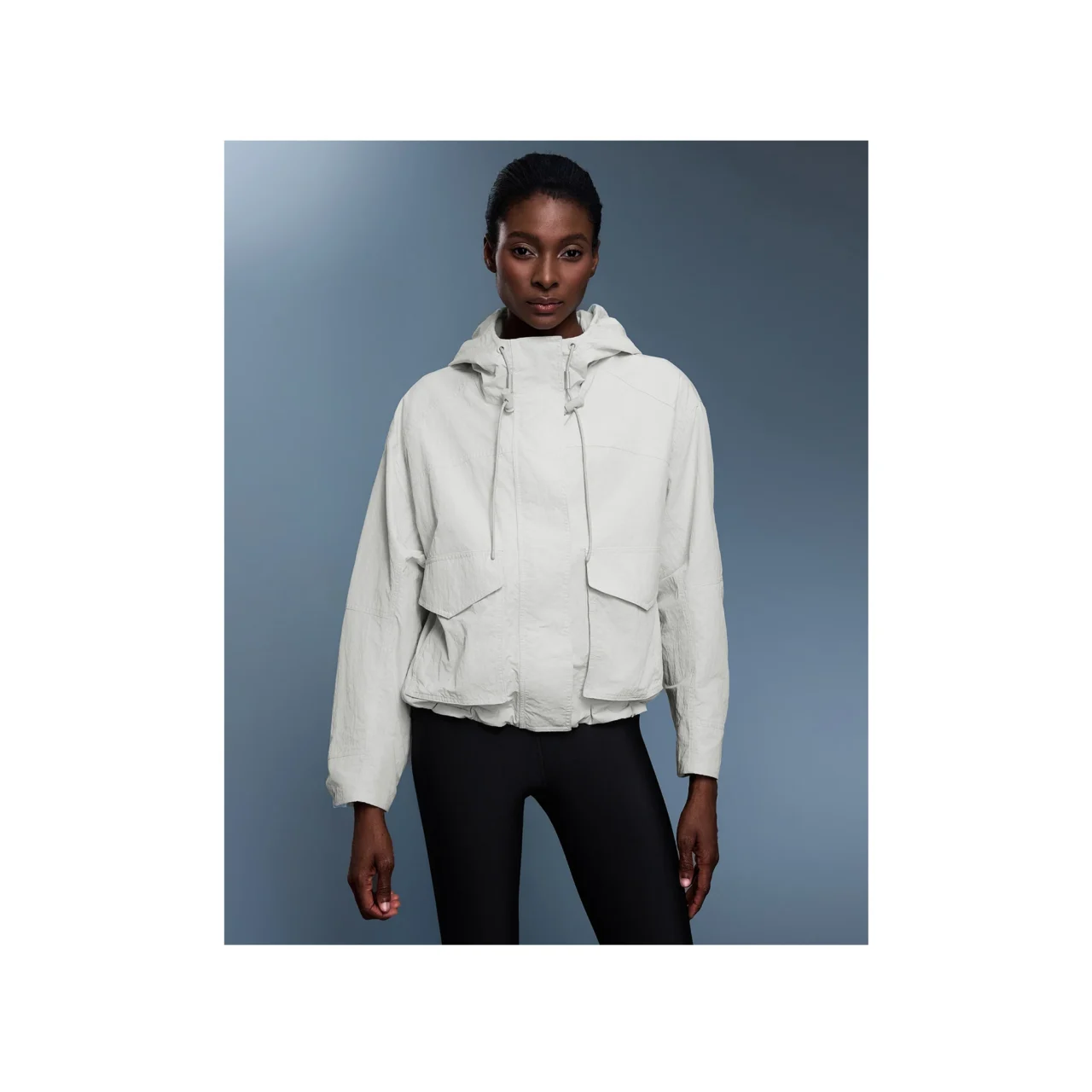 YEEGEM YGD25126 lightweight hooded outdoor jacket, ivory front