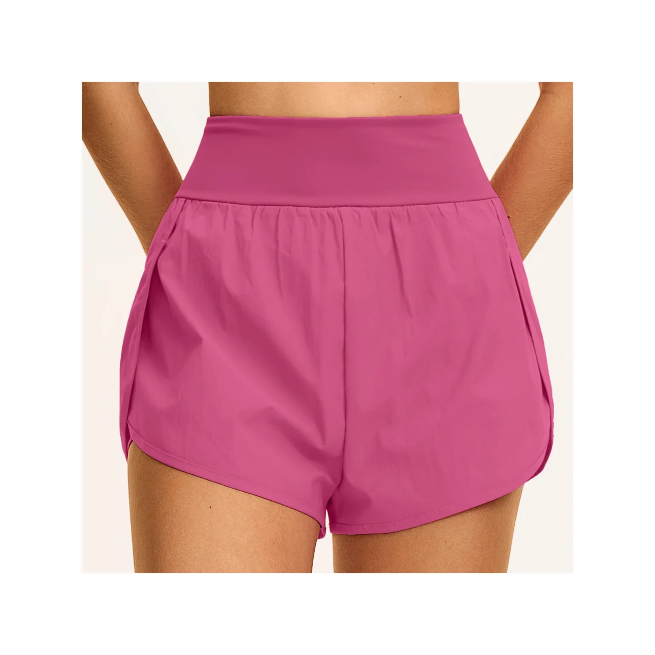 YEEGEM YGDK2136 lightweight running shorts, berry pink angled view