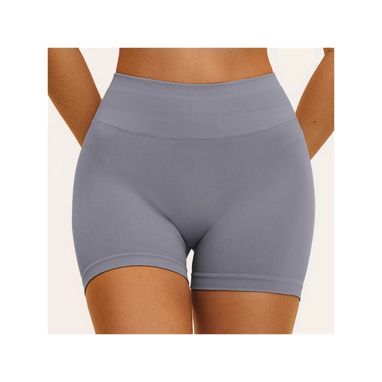 YEEGEM YGDK4535 high-waist seamless sculpting shorts, gray front