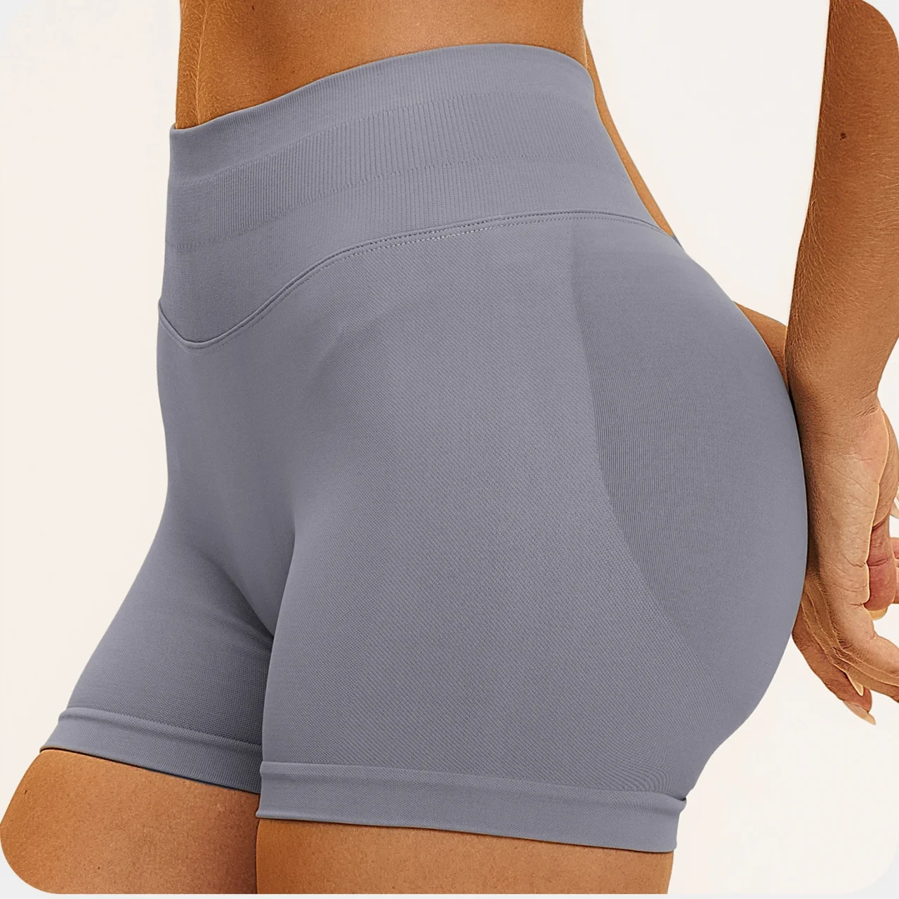 YEEGEM YGDK4535 high-waist seamless sculpting shorts, contour-knit detail