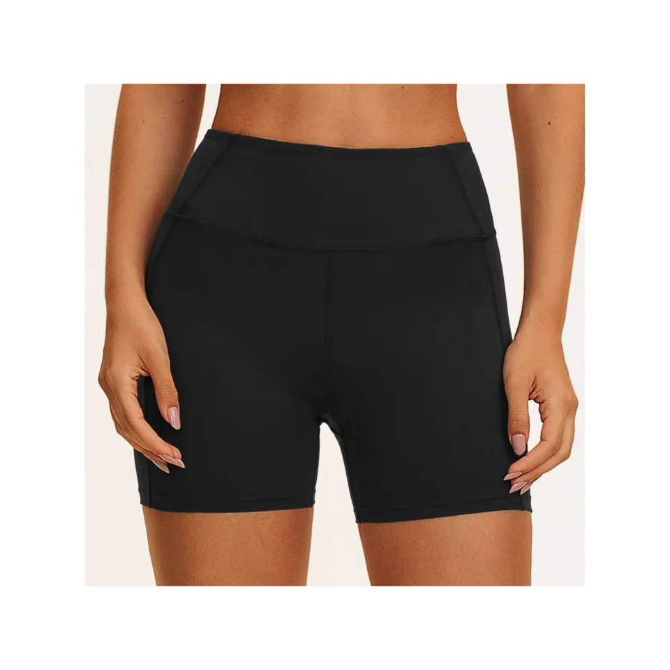 YEEGEM YGDK5575 high-waist biker shorts, black — front