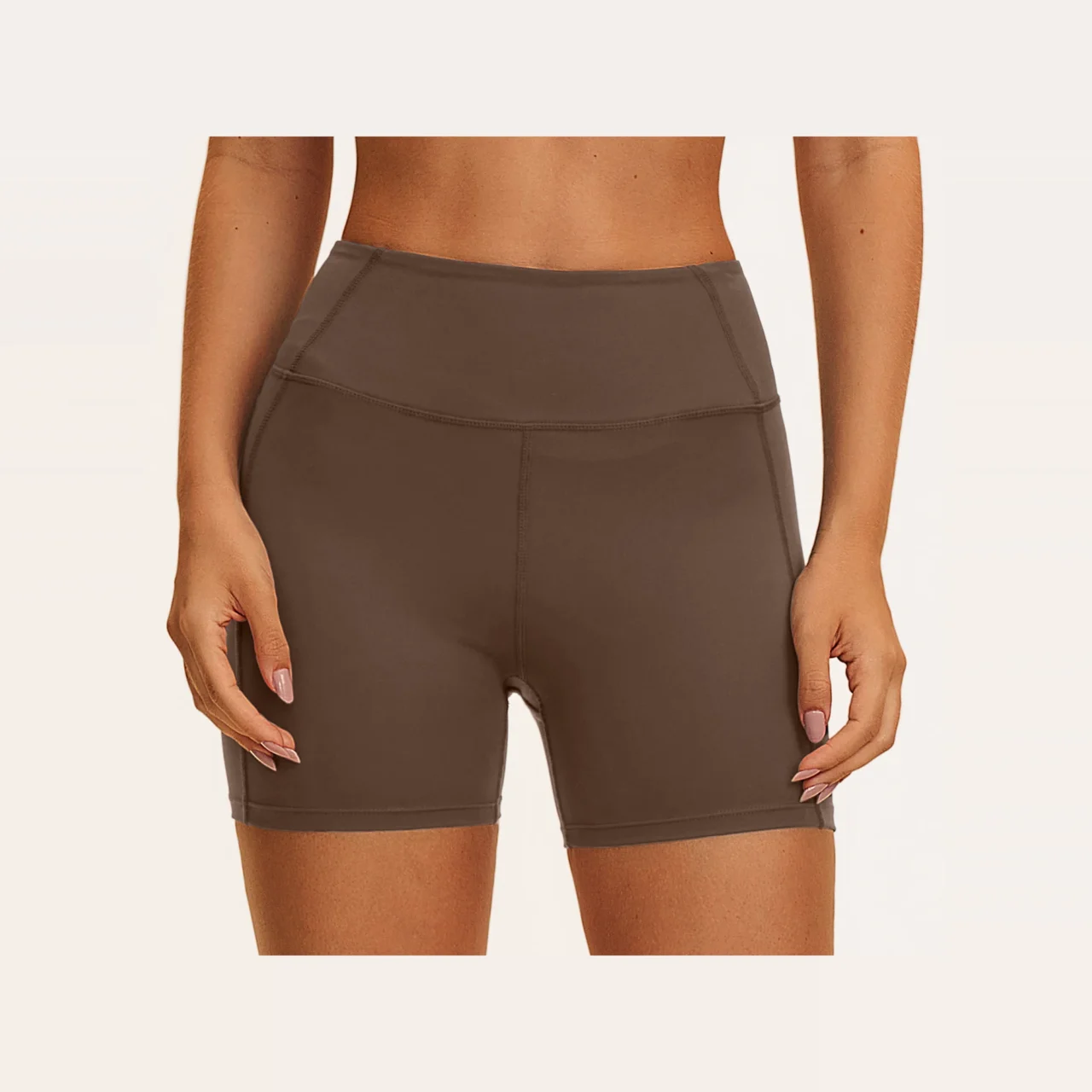 YEEGEM YGDK5575 high-waist biker shorts, chocolate — front
