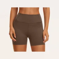 YEEGEM YGDK5575 high-waist biker shorts, chocolate — color reference