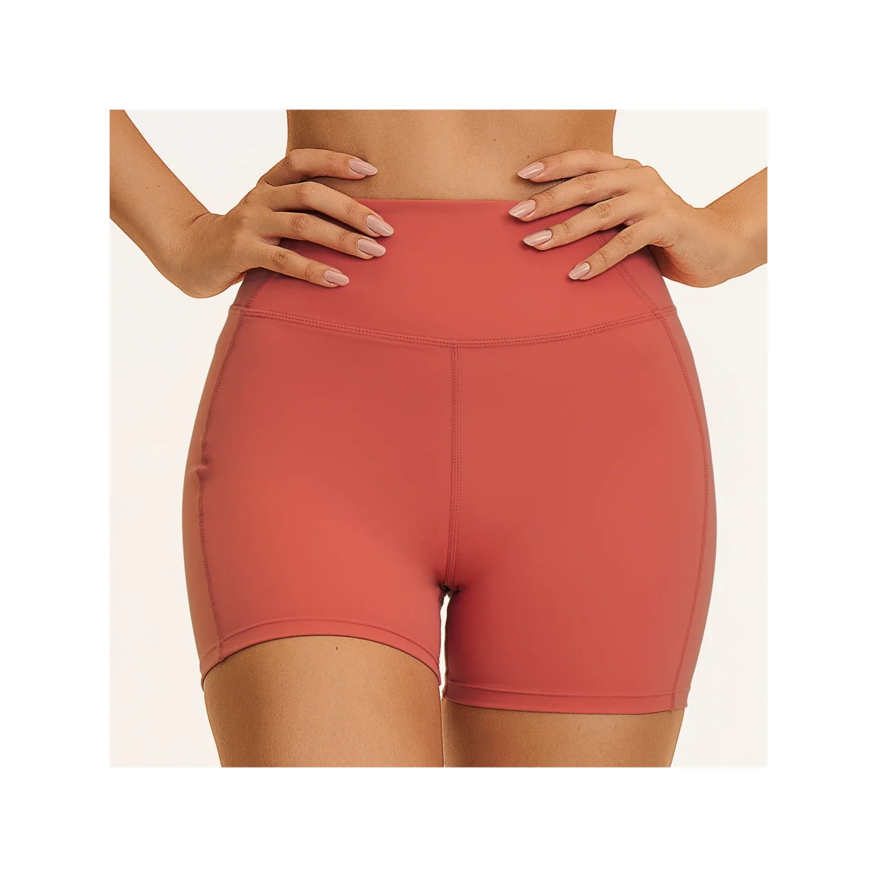 YEEGEM YGDK5575 high-waist biker shorts, coral — front