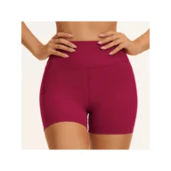 YEEGEM YGDK5575 high-waist biker shorts, raspberry — color reference