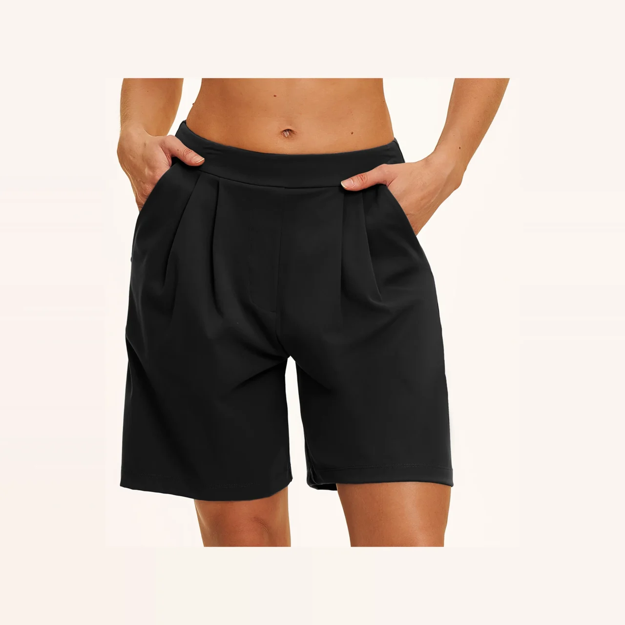 YEEGEM YGDK8793 relaxed pleated training shorts, black front