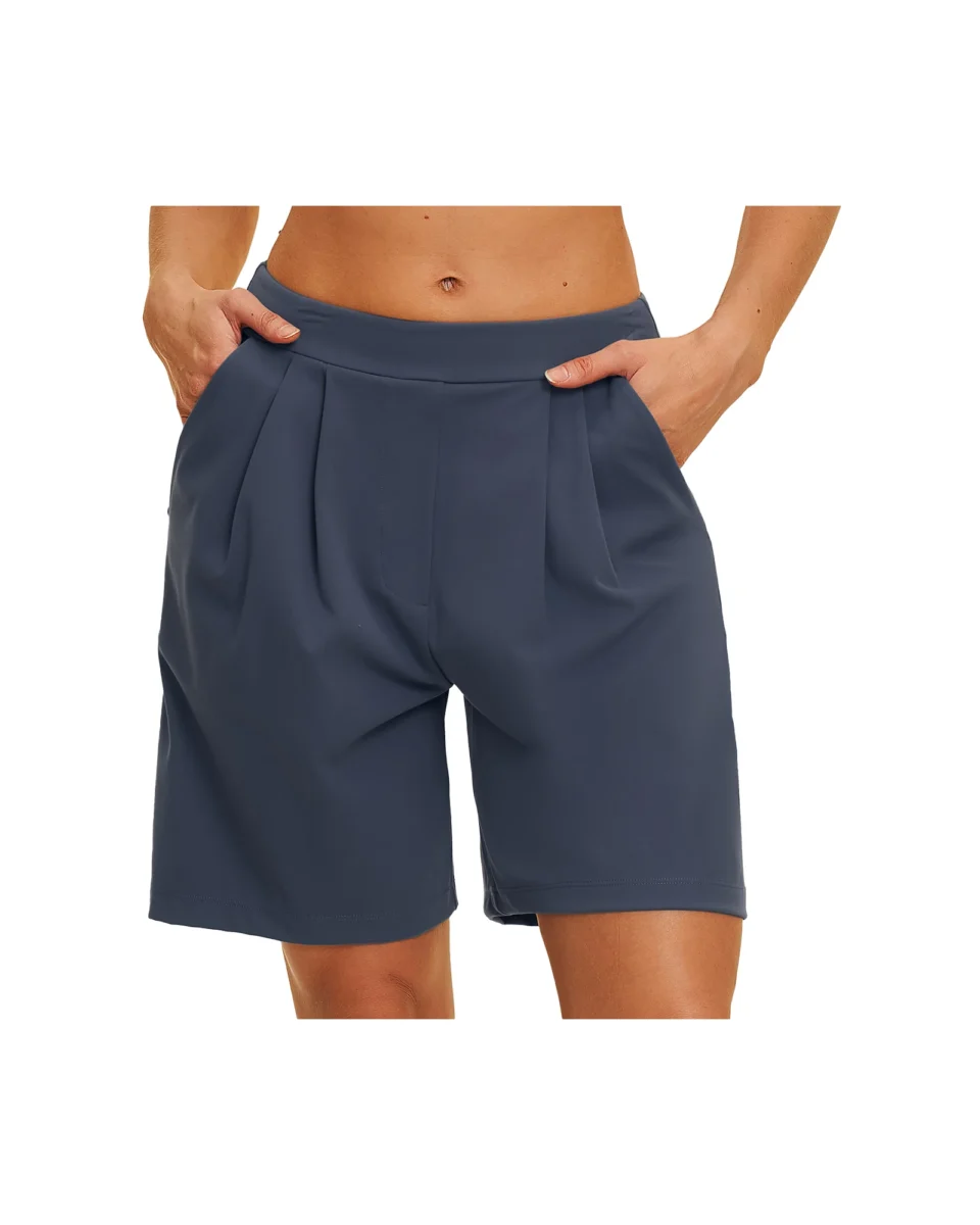 YEEGEM YGDK8793 relaxed pleated training shorts, navy front