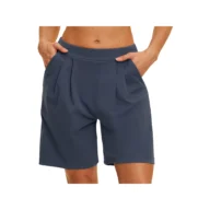 YEEGEM YGDK8793 relaxed pleated training shorts, navy front