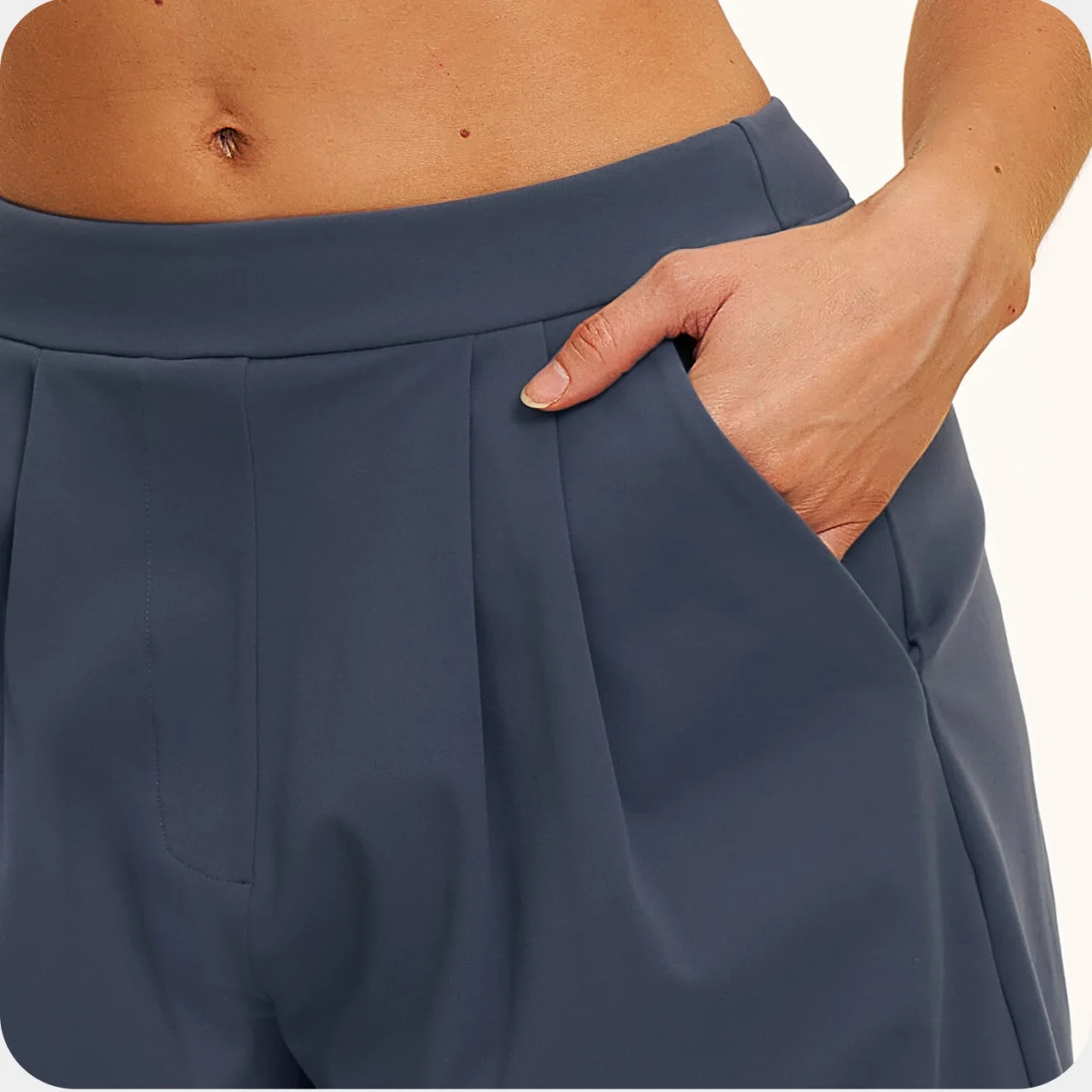YEEGEM YGDK8793 relaxed pleated training shorts, side pocket and pleat