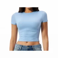YEEGEM YGDX8743 fitted cropped active tee, sky blue front