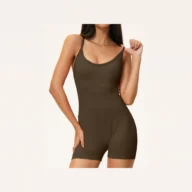 YEEGEM YGLT5107 strappy-back active unitard, dark brown — color reference