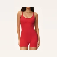 YEEGEM YGLT5107 strappy-back active unitard, red — color reference