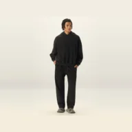 YEEGEM YGM8305 / YGK7305 washed black front — coordinated set