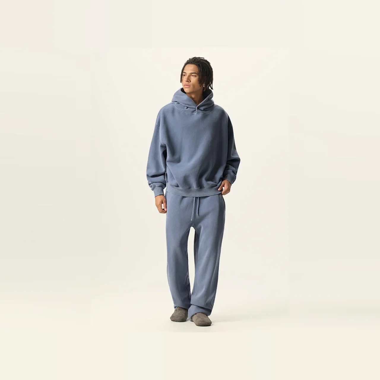 YEEGEM YGM8305 / YGK7305 washed blue front — coordinated set