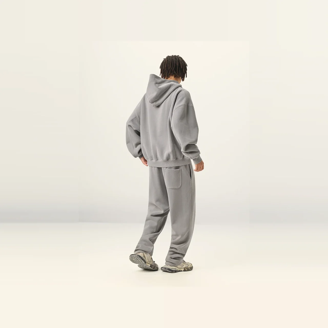 YEEGEM YGM8305 / YGK7305 washed light gray back — coordinated set
