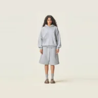 YEEGEM YGM8319 / YGDK031 heather gray front — coordinated set