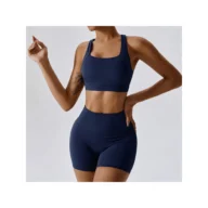 YEEGEM YGTZ8047 cross-back coordinated active set, navy — color reference