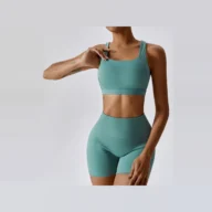 YEEGEM YGTZ8047 cross-back coordinated active set, teal — color reference