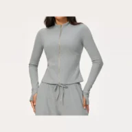 YEEGEM YGWT9626 fitted full-zip studio jacket, gray — color reference