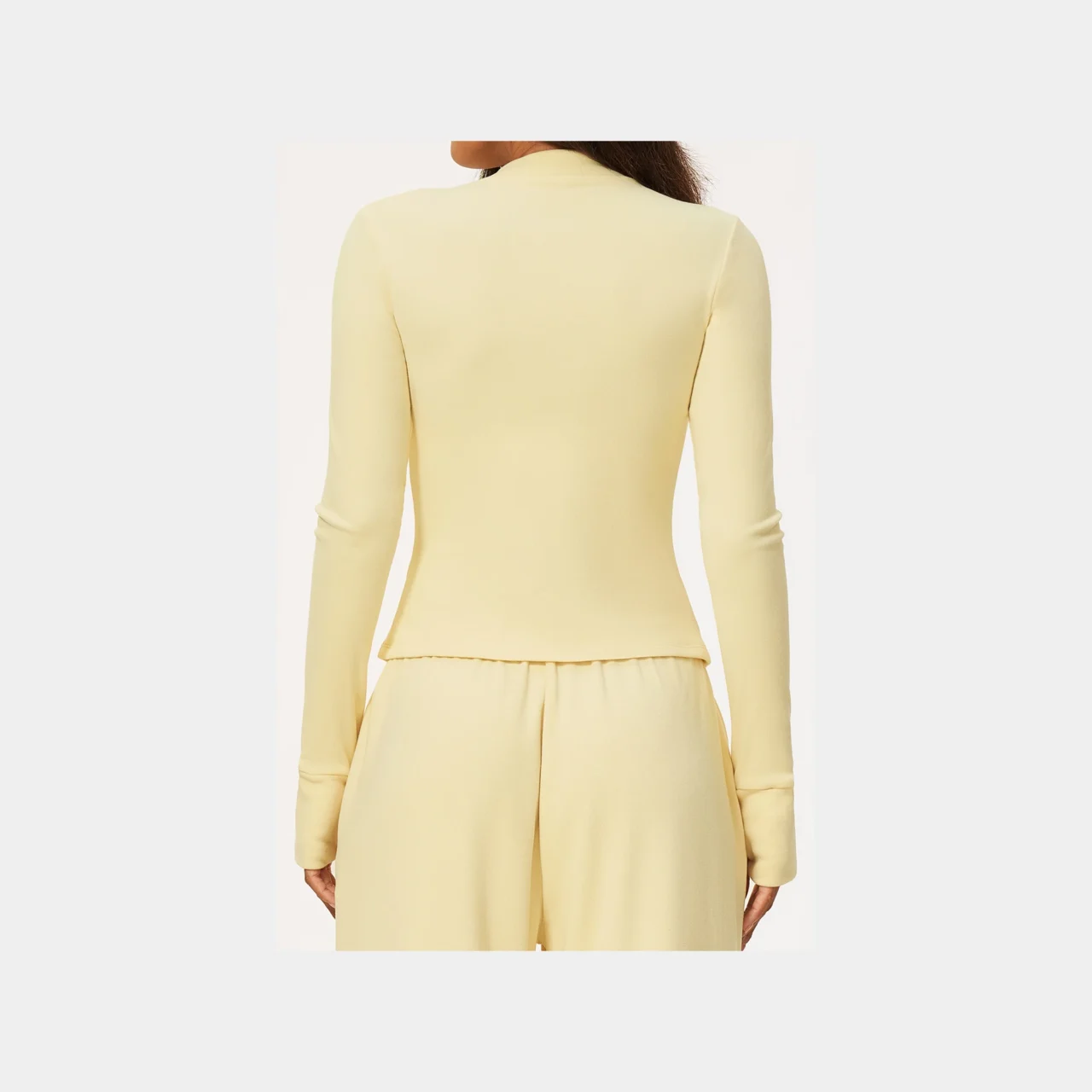 YEEGEM YGWT9626 fitted full-zip studio jacket, pale yellow — back