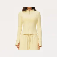 YEEGEM YGWT9626 fitted full-zip studio jacket, pale yellow — color reference