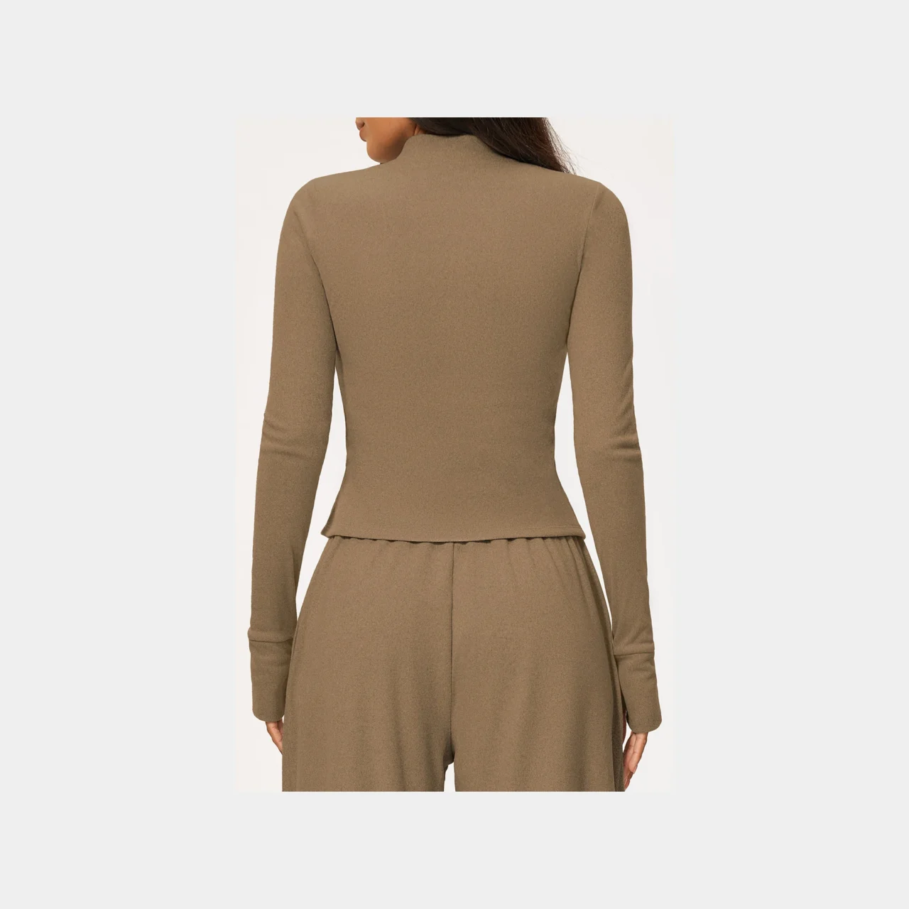 YEEGEM YGWT9626 fitted full-zip studio jacket, taupe — back