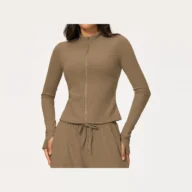 YEEGEM YGWT9626 fitted full-zip studio jacket, taupe — color reference
