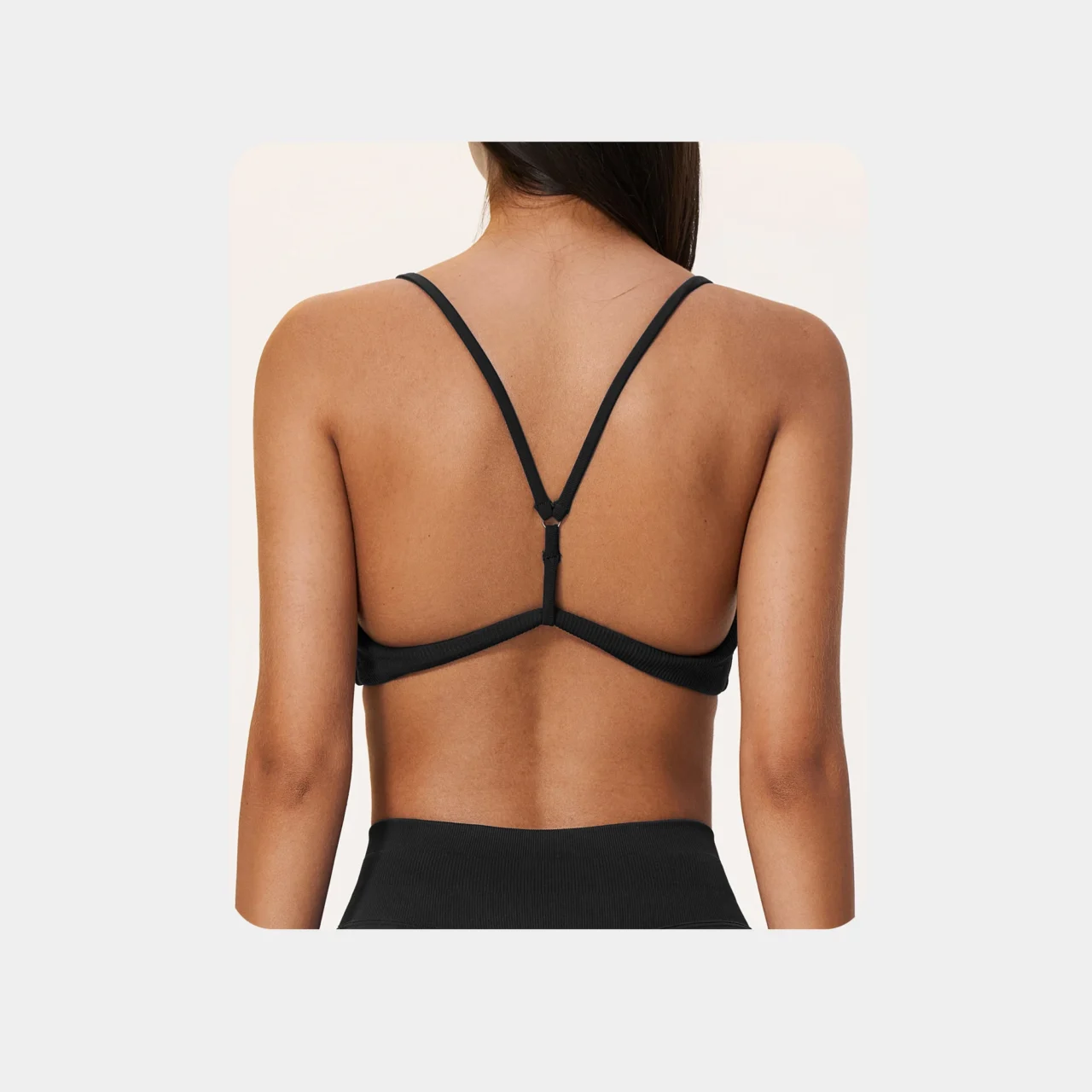 YEEGEM YGWX5112 y-back strappy yoga bra, black — back