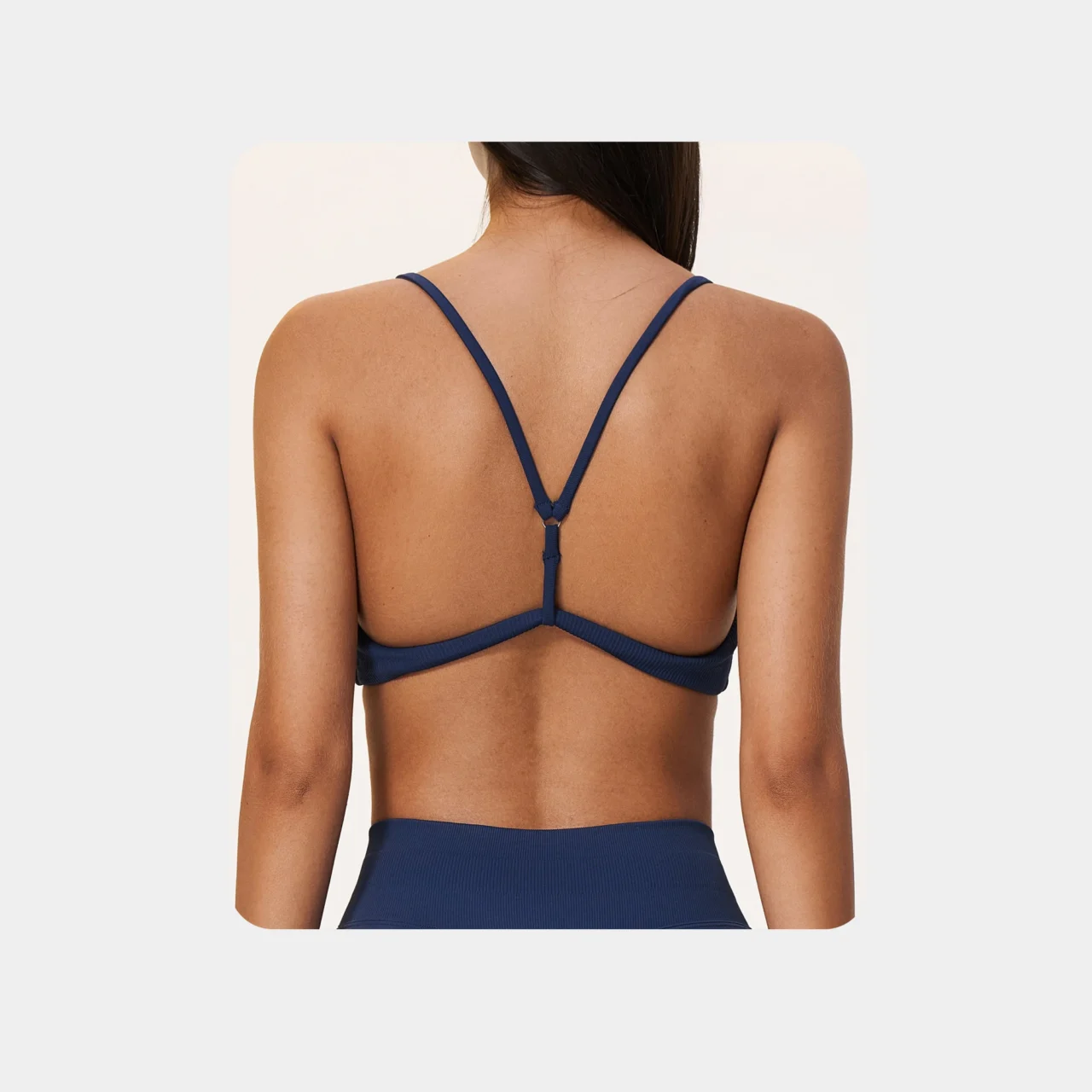 YEEGEM YGWX5112 y-back strappy yoga bra, navy — back