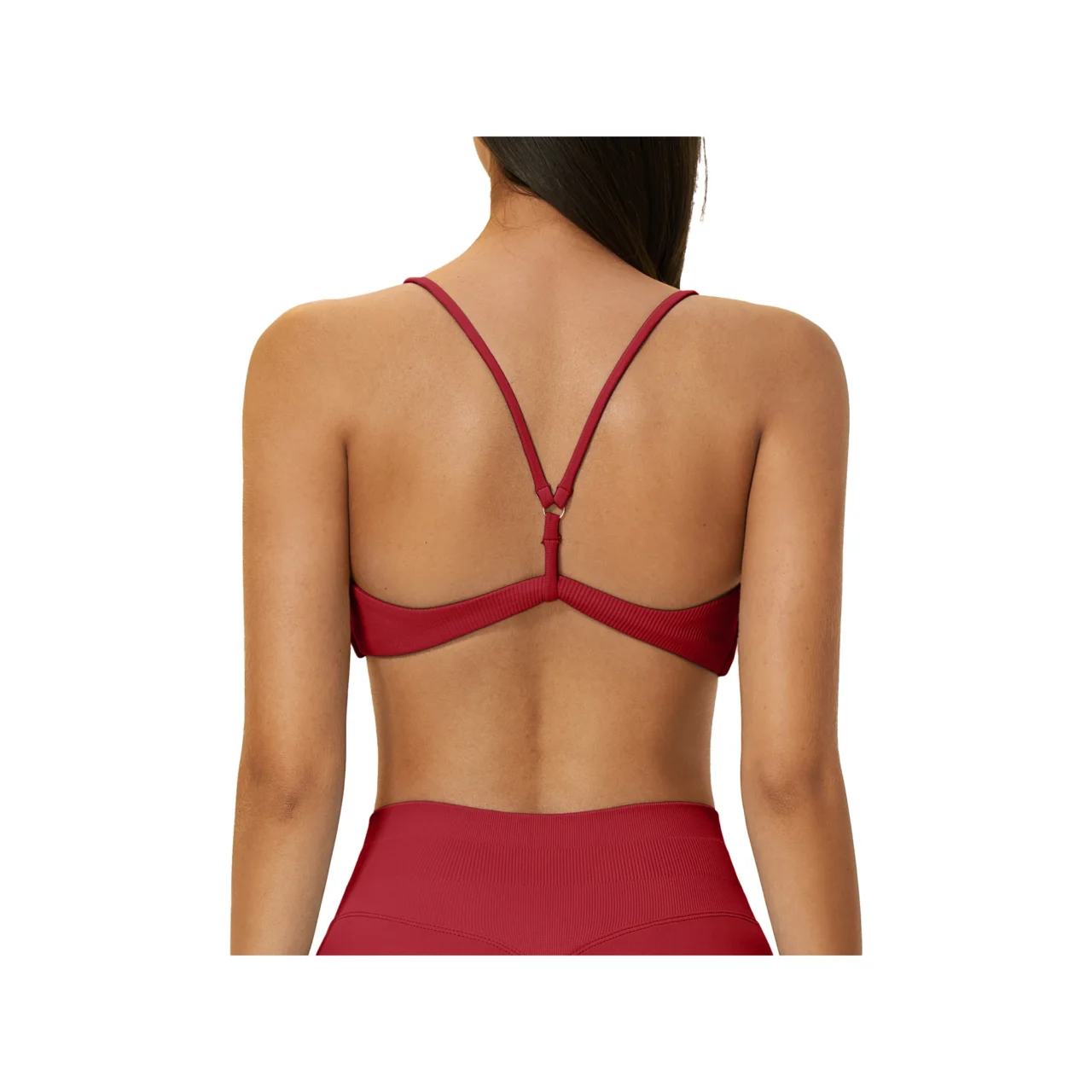 YEEGEM YGWX5112 y-back strappy yoga bra, red — back