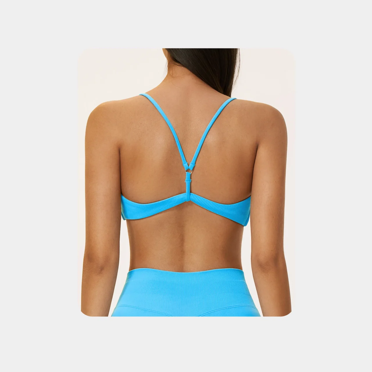 YEEGEM YGWX5112 y-back strappy yoga bra, sky blue — back